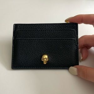Alexander McQueen Skull Black Caviar leather card holder